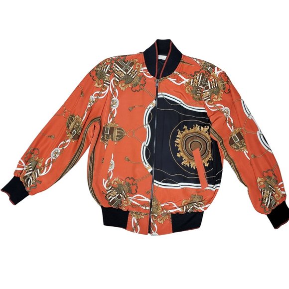 Vintage 1990s Bomber Jacket by Janan Studio Black red gold Windbreaker medium - Picture 5 of 6